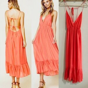 NWT $190 Blue Life Summer Long Maxi Dress Revolve Like Free People Coral L Space